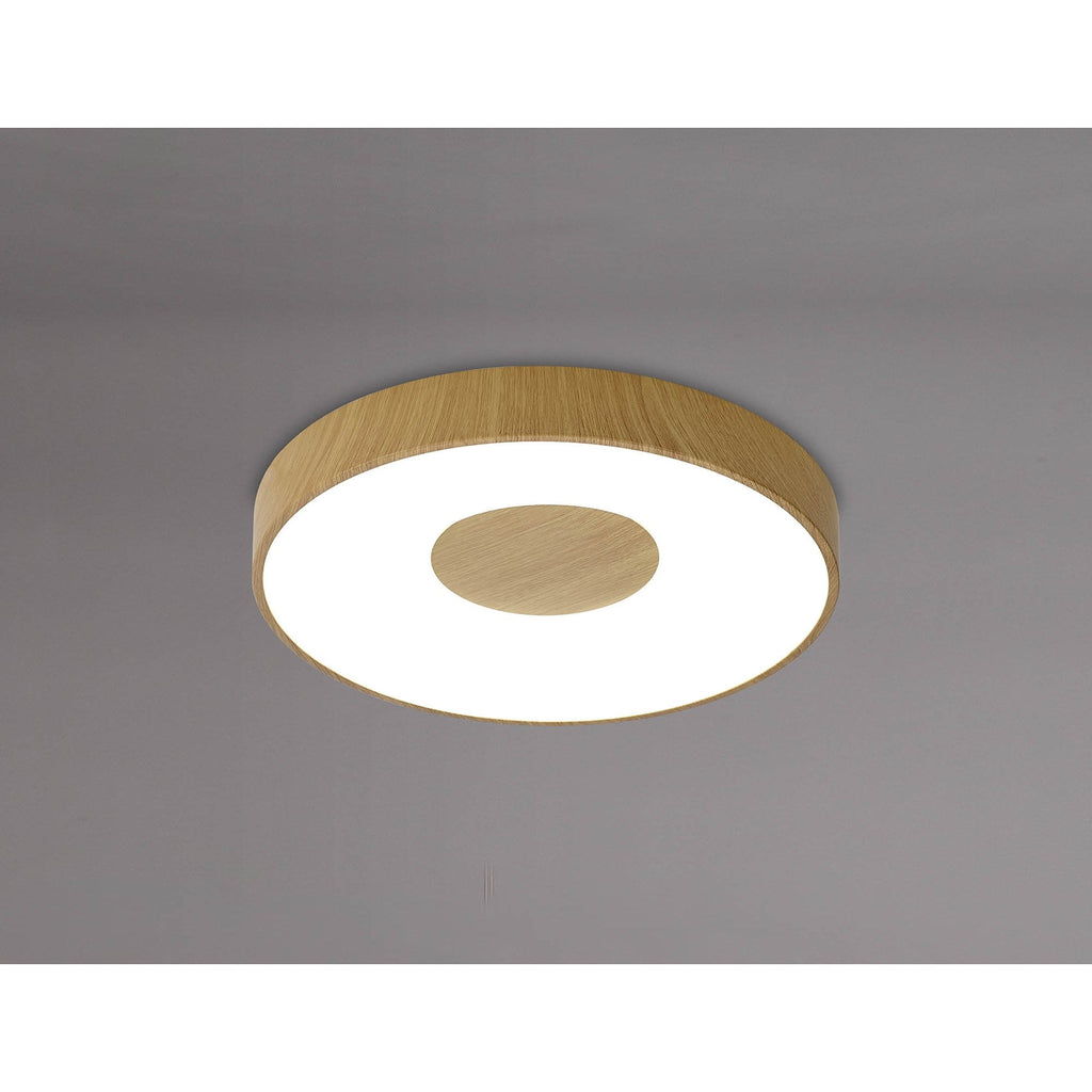 M7565 Coin Round Ceiling 80W LED Remote Control - Wood Effect