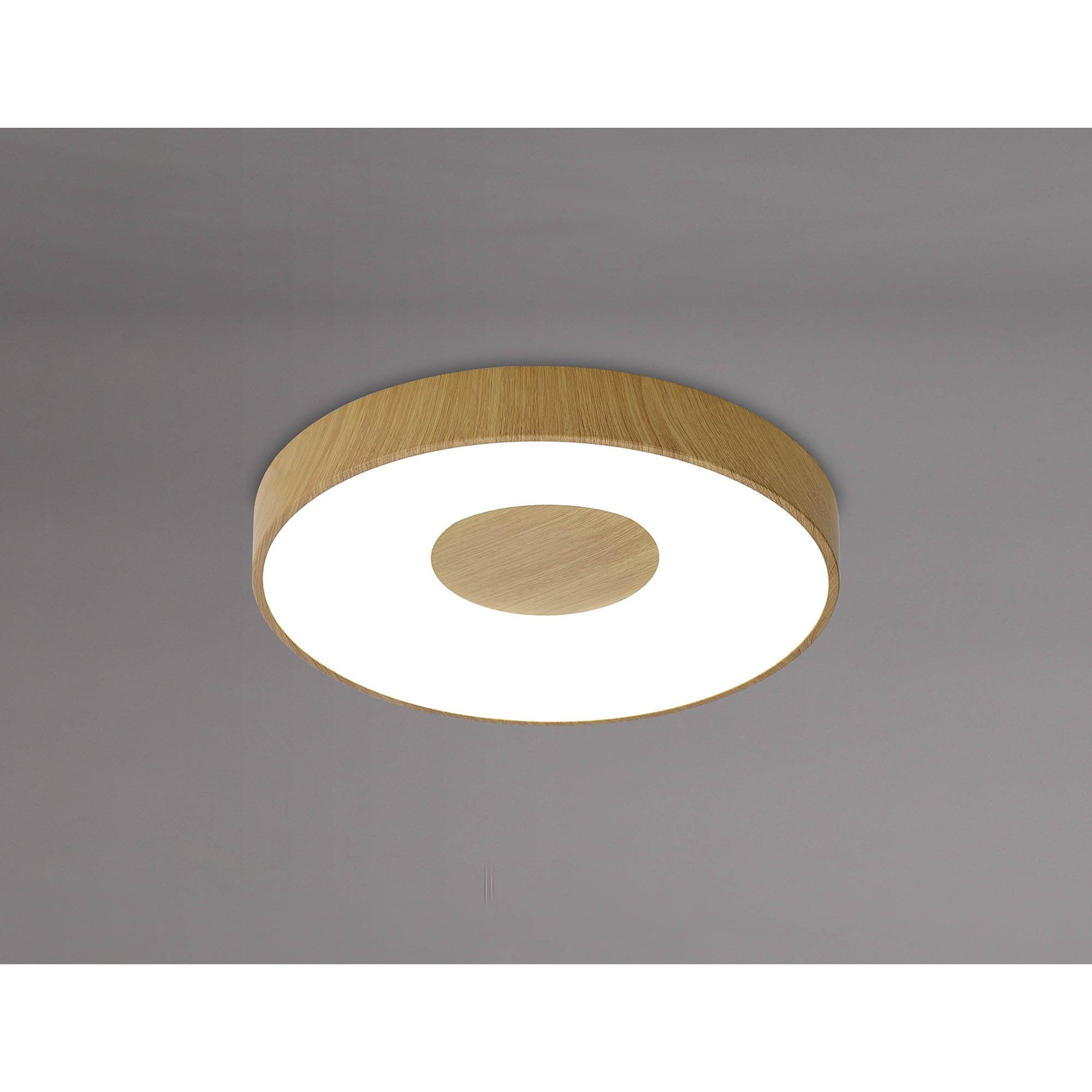 M7565 Coin Round Ceiling 80W LED Remote Control - Wood Effect