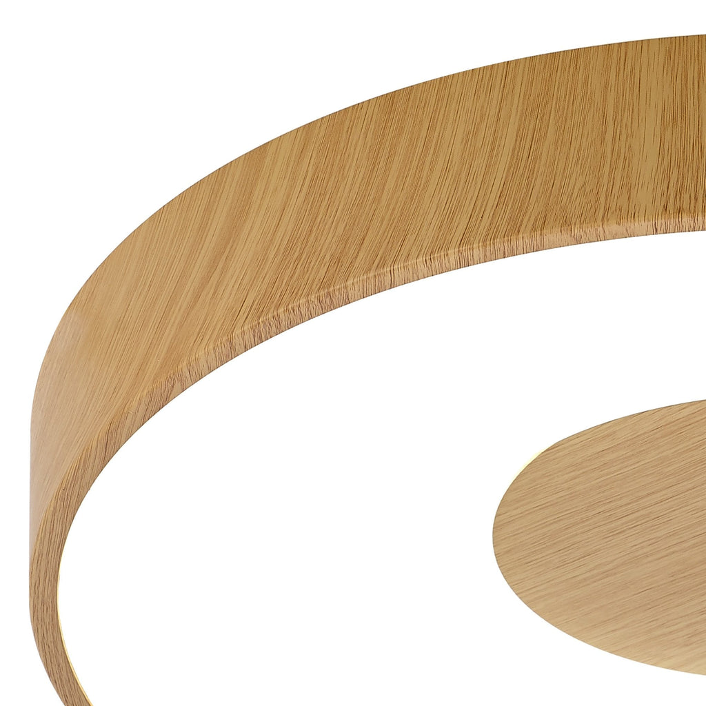 M7565 Coin Round Ceiling 80W LED Remote Control - Wood Effect
