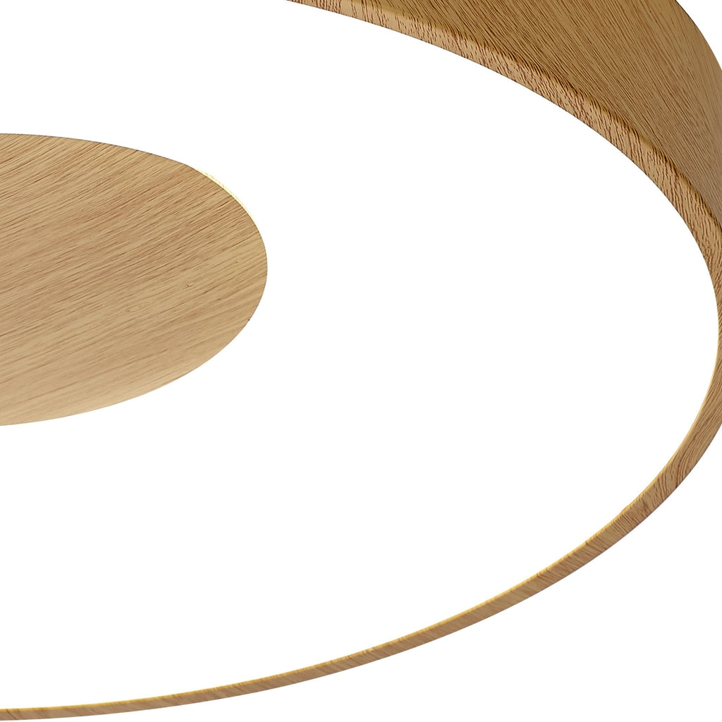M7565 Coin Round Ceiling 80W LED Remote Control - Wood Effect