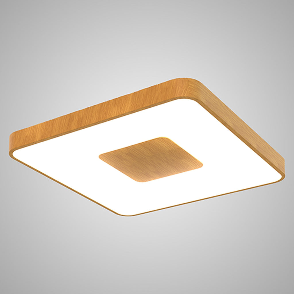 M7918 Coin Square Ceiling 100W LED Remote Control - Wood Effect