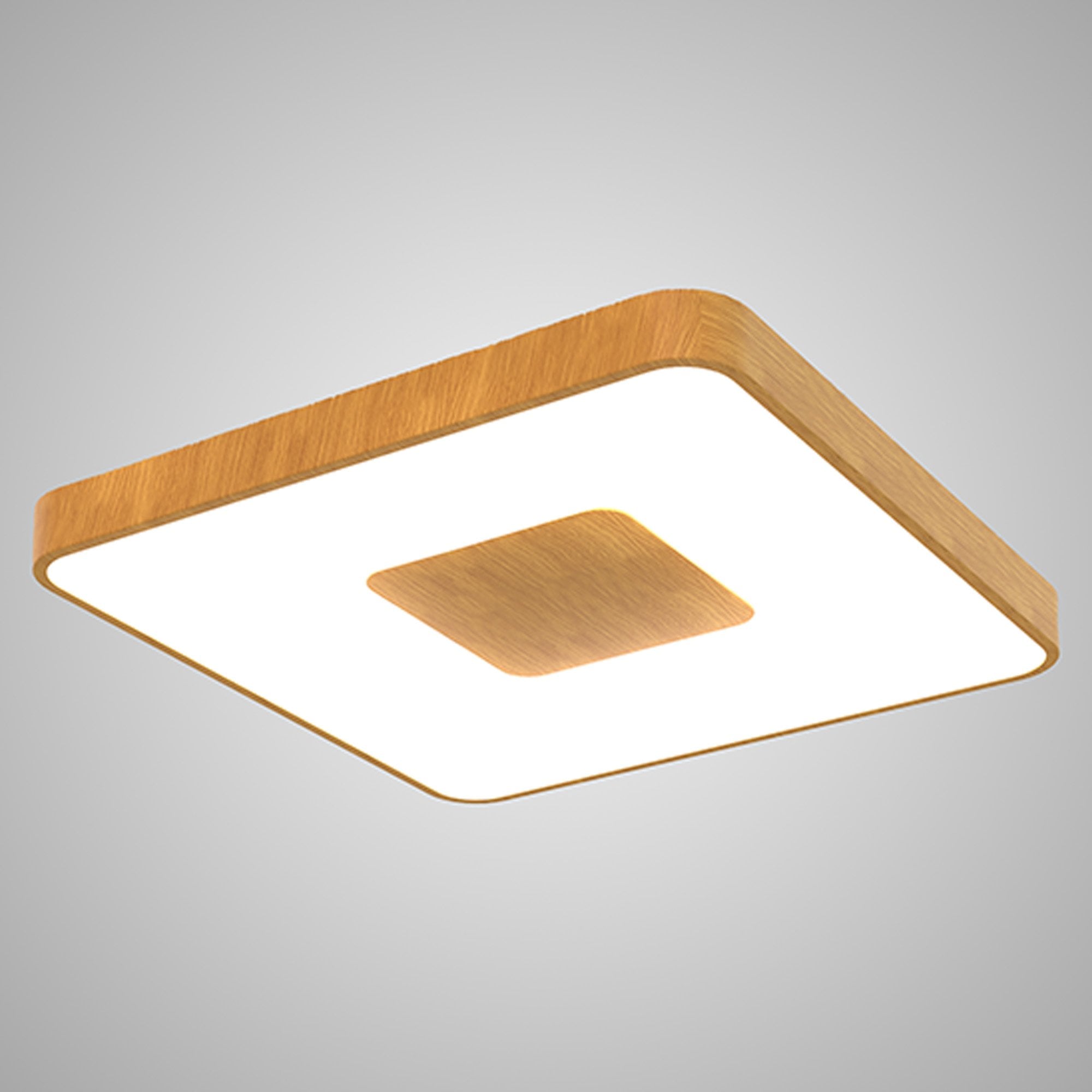 M7918 Coin Square Ceiling 100W LED Remote Control - Wood Effect