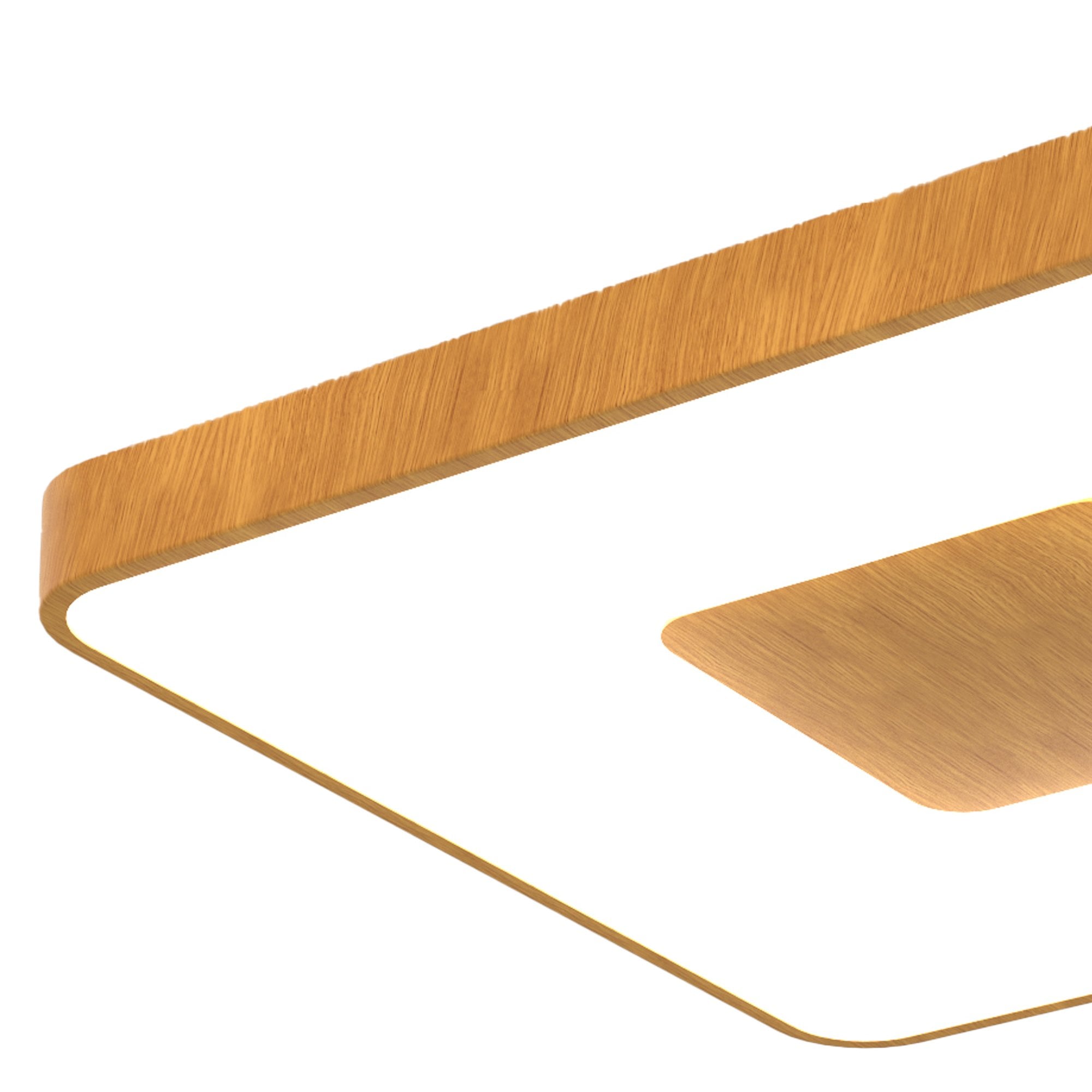 M7918 Coin Square Ceiling 100W LED Remote Control - Wood Effect