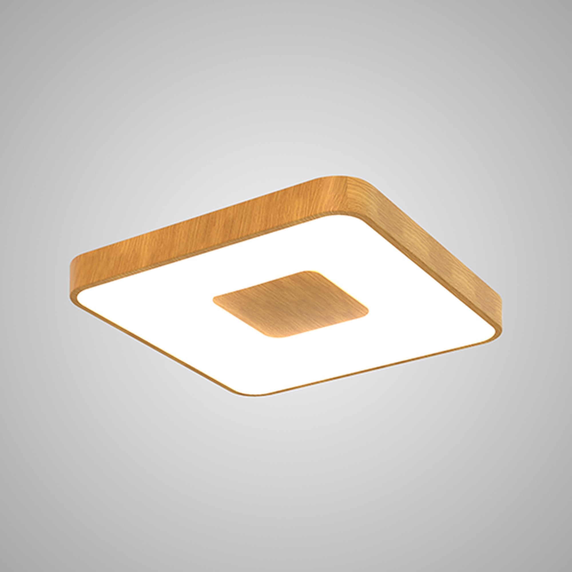 M7921 Coin Square Ceiling 80W LED Remote Control - Wood Effect