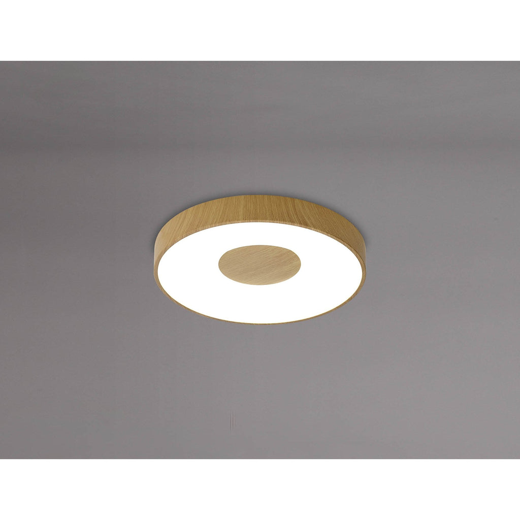 M7568 Coin Round Ceiling 56W LED Remote Control - Wood Effect
