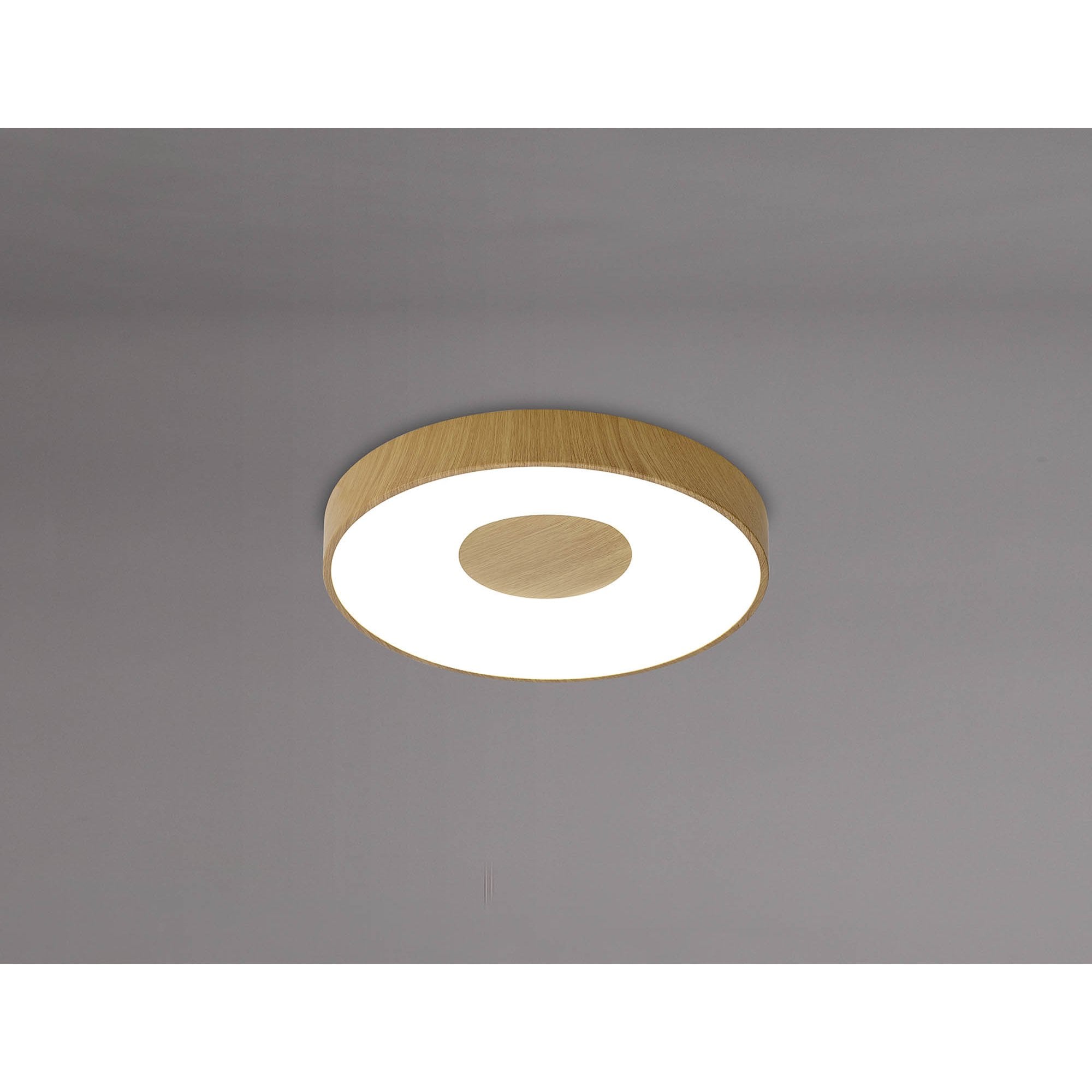 M7568 Coin Round Ceiling 56W LED Remote Control - Wood Effect