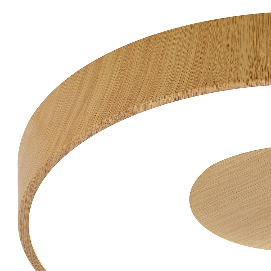 M7568 Coin Round Ceiling 56W LED Remote Control - Wood Effect
