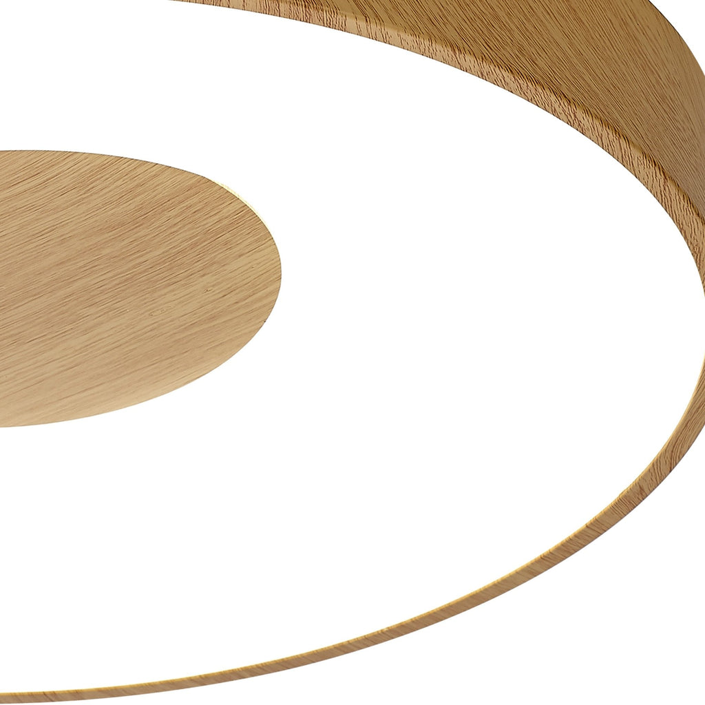 M7568 Coin Round Ceiling 56W LED Remote Control - Wood Effect