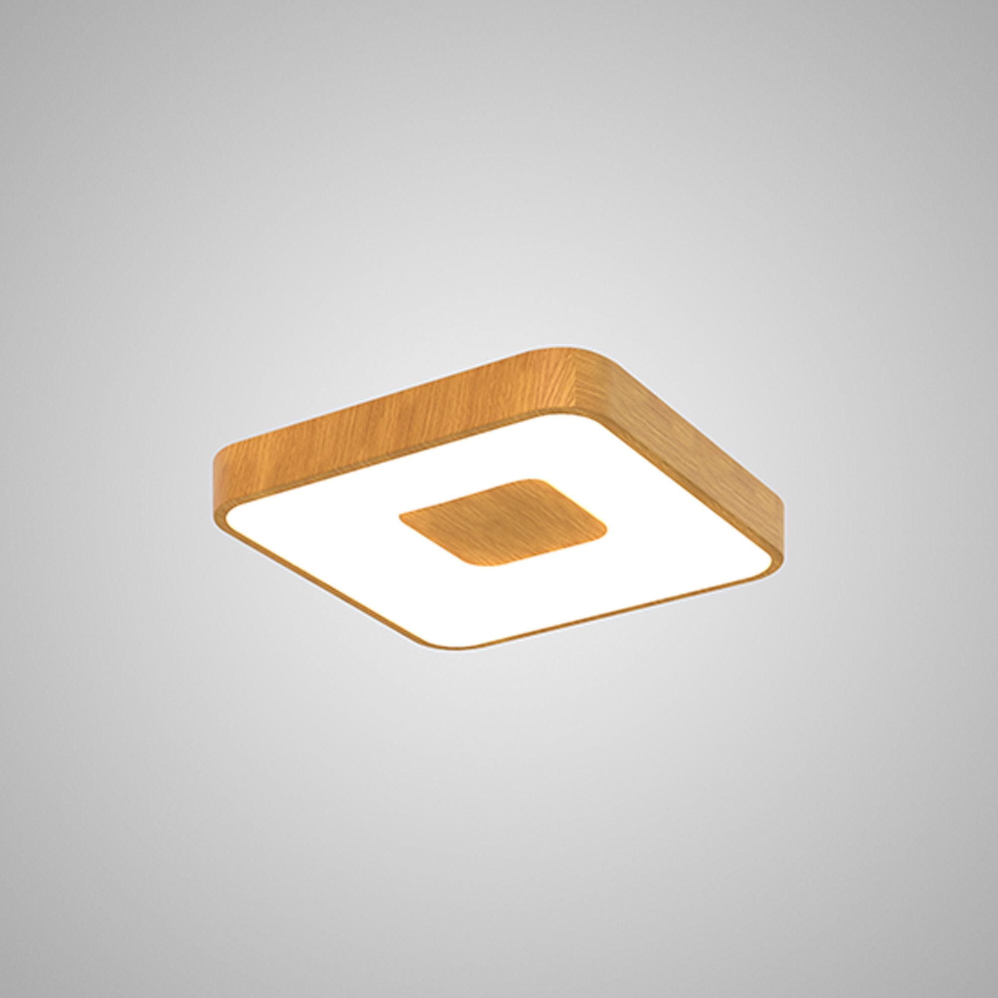 M7924 Coin Square Ceiling 56W LED Remote Control - Wood Effect