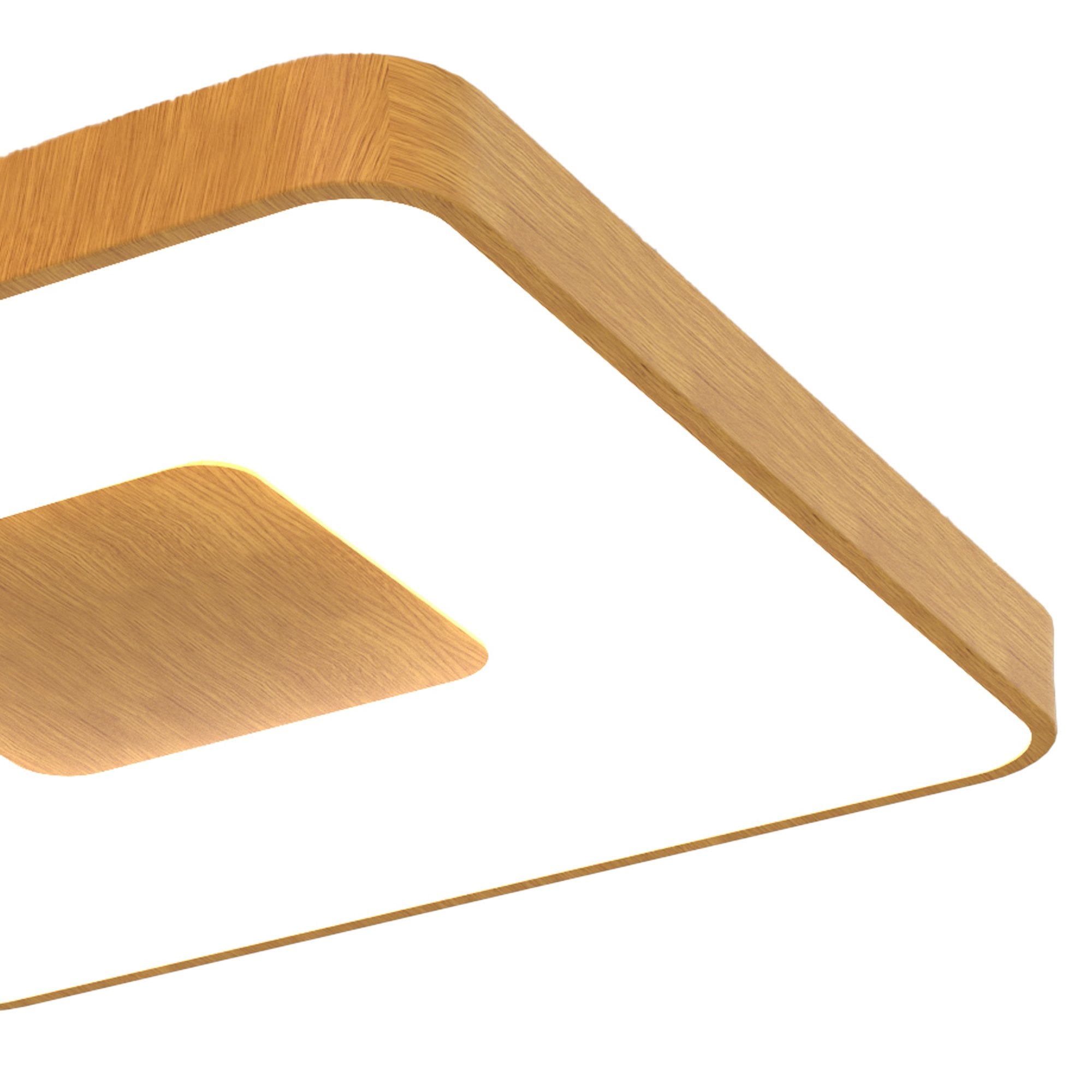 M7924 Coin Square Ceiling 56W LED Remote Control - Wood Effect