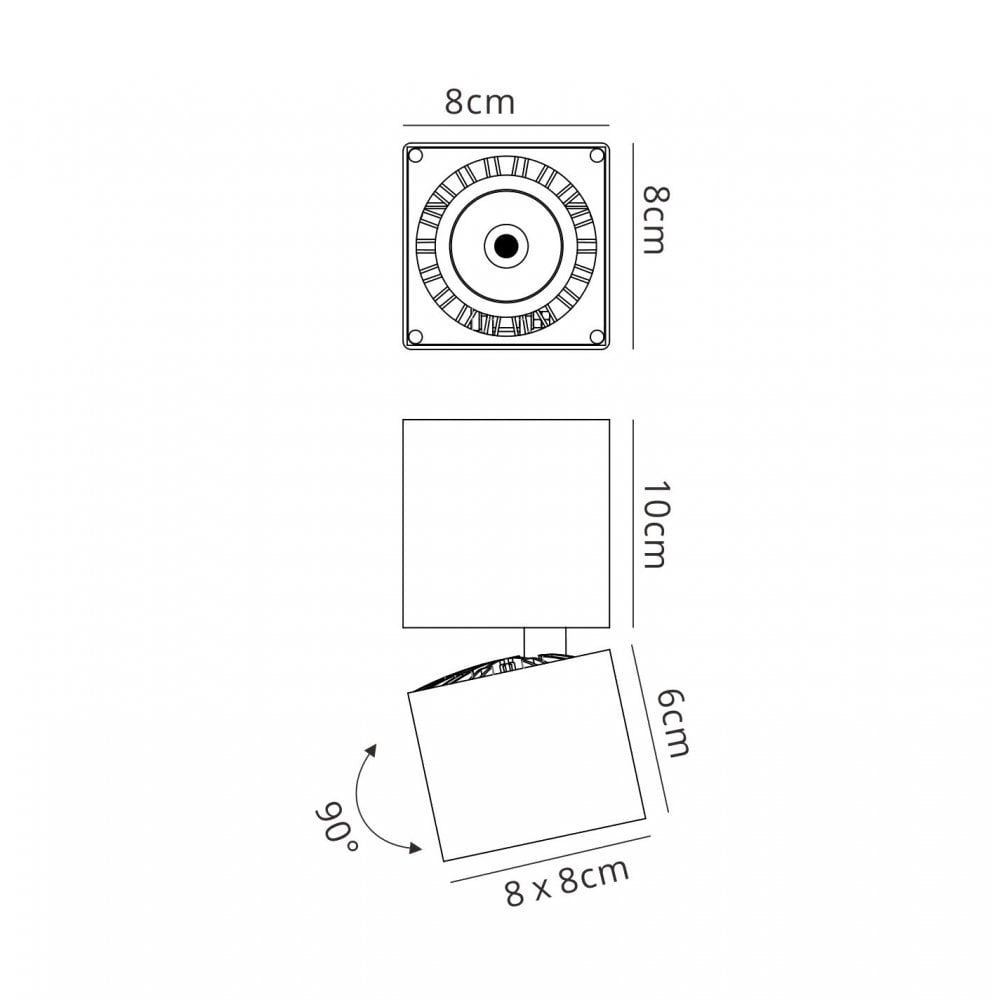 MC0088 Columbretes Spotlight 7.6cm Square 12W LED Matt White