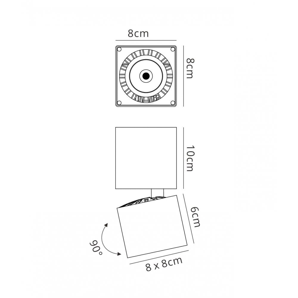 MC0087 Columbretes Spotlight 7.6cm Square 12W LED Matt White