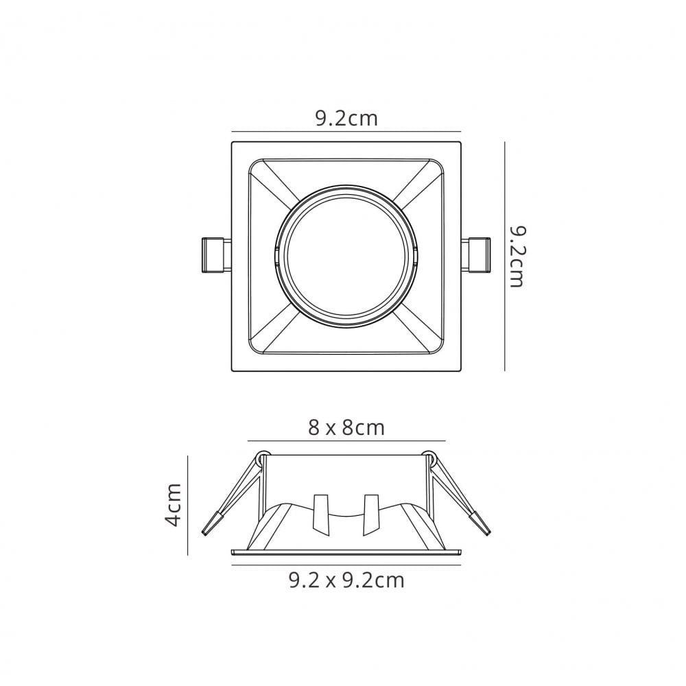 MC0162 Comfort 9.2cm Square Downlight GU10 Matt White