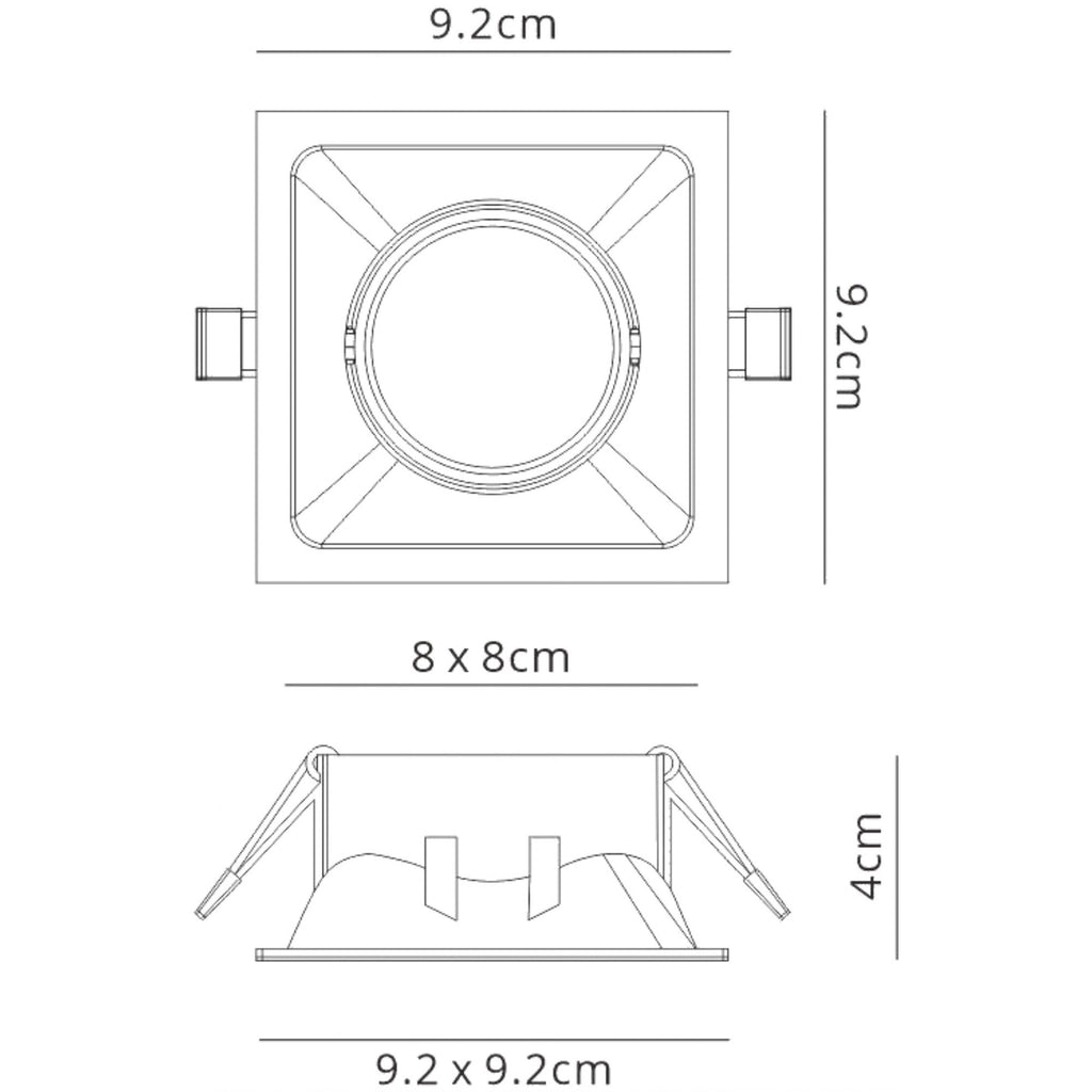 MC0165 Comfort 9.2cm Square Downlight GU10 Matt Black