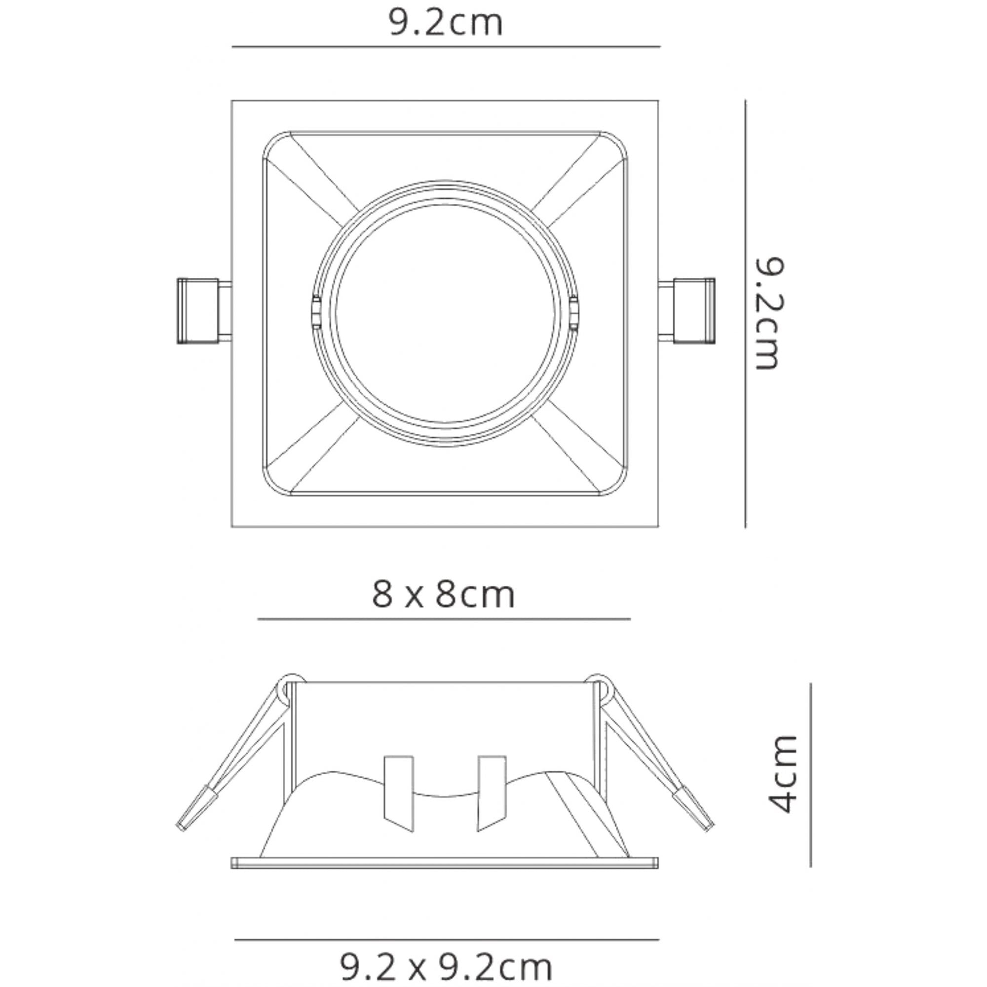 MC0165 Comfort 9.2cm Square Downlight GU10 Matt Black