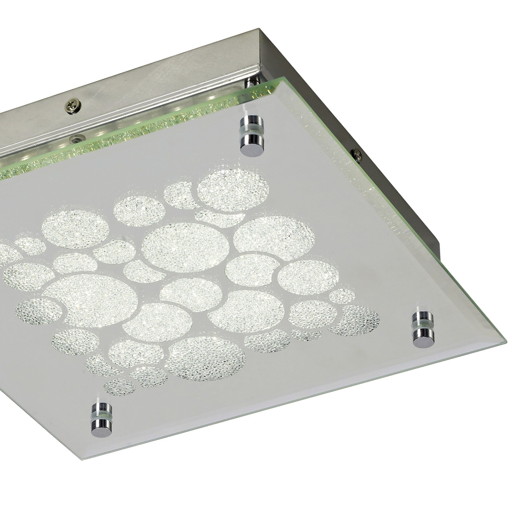 M5551 Coral Flush 25cm Square 15.5W LED Chrome / Crystal Sand