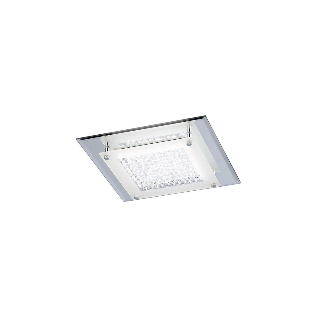 M4580 Cristal Flush Light 28cm Square 12W LED Polished Chrome / Cristal