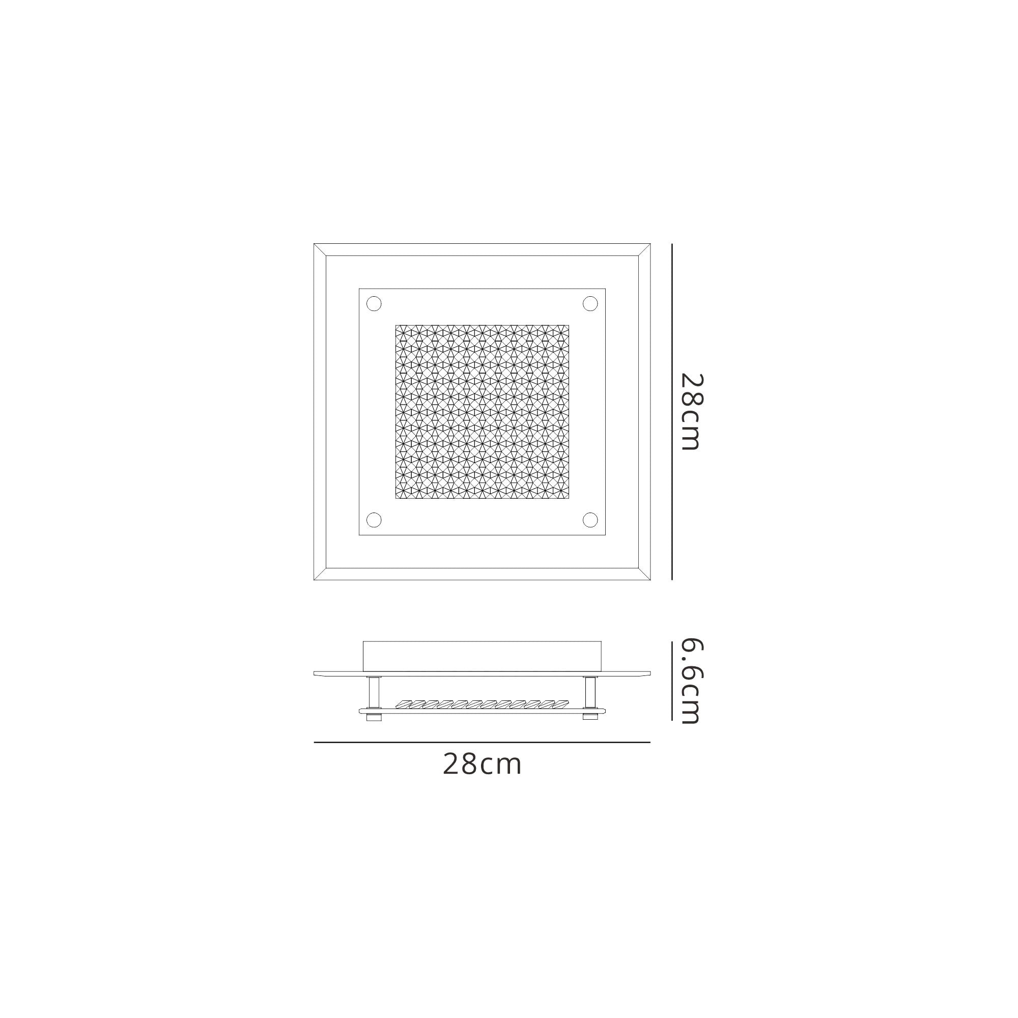 M4580 Cristal Flush Light 28cm Square 12W LED Polished Chrome / Cristal