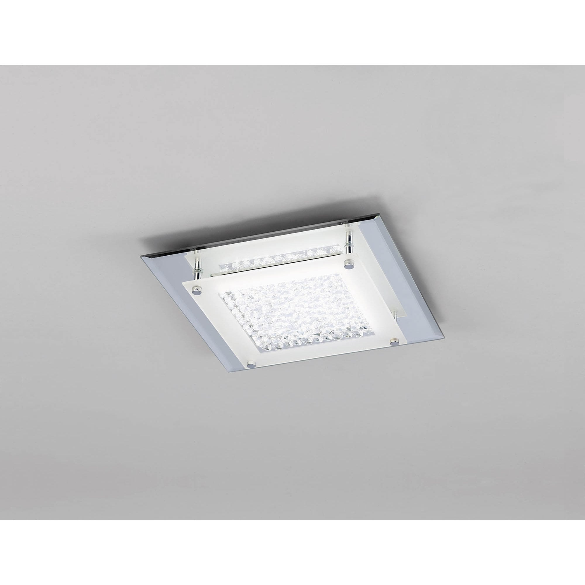 M4580 Cristal Flush Light 28cm Square 12W LED Polished Chrome / Cristal