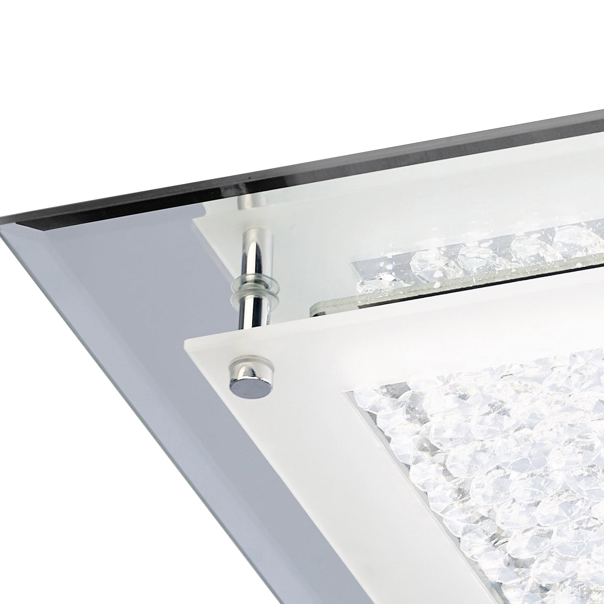 M4580 Cristal Flush Light 28cm Square 12W LED Polished Chrome / Cristal