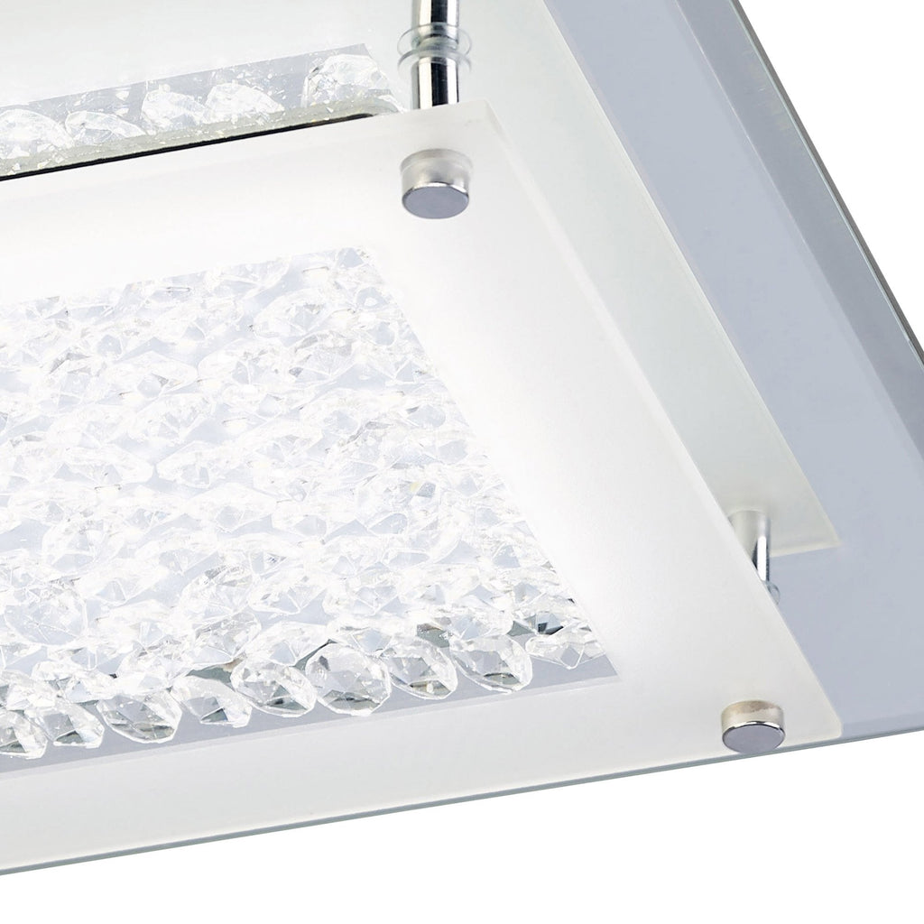 M4580 Cristal Flush Light 28cm Square 12W LED Polished Chrome / Cristal