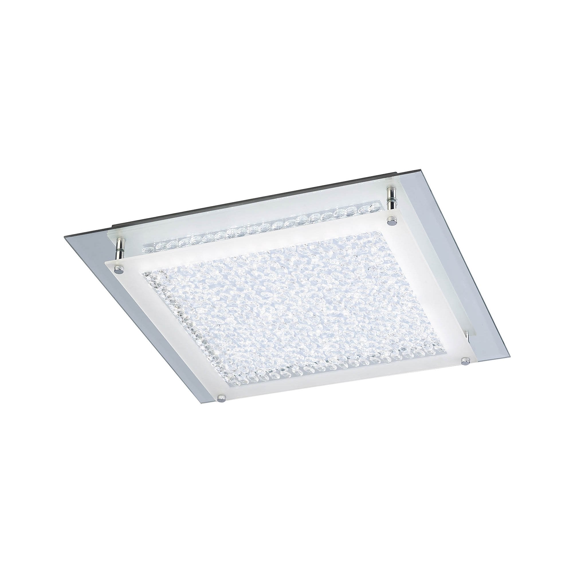 M4582 Cristal Flush Light 42cm Square 21W LED Polished Chrome / Cristal