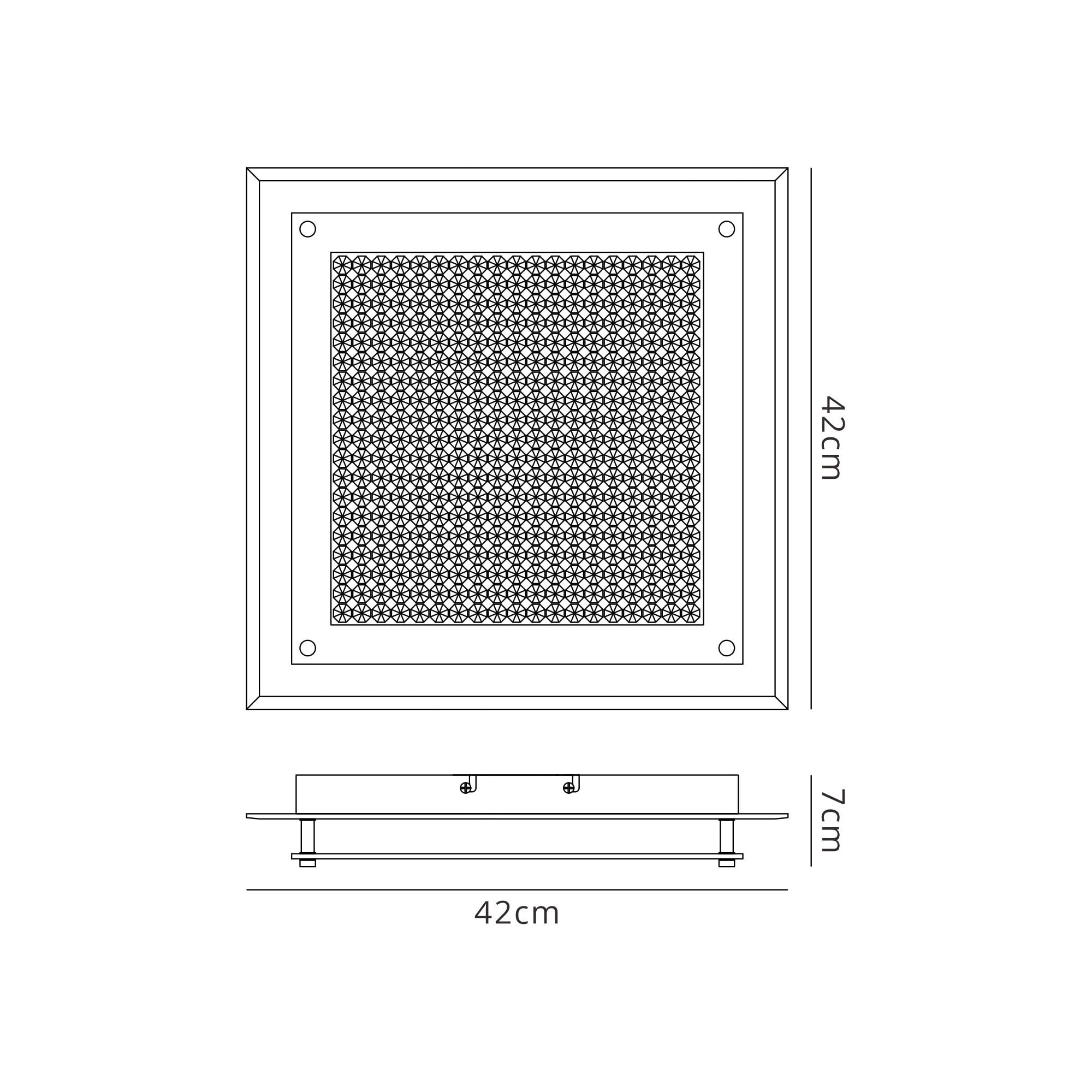 M4582 Cristal Flush Light 42cm Square 21W LED Polished Chrome / Cristal