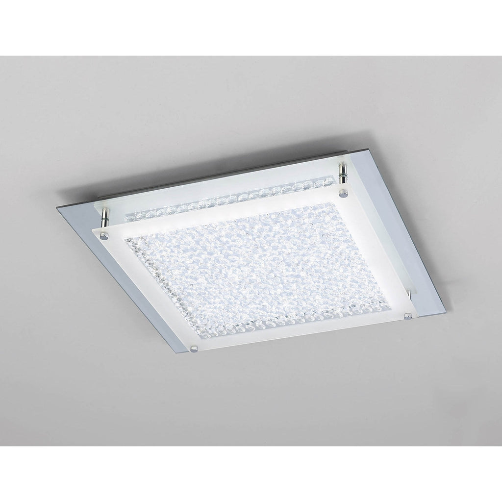 M4582 Cristal Flush Light 42cm Square 21W LED Polished Chrome / Cristal