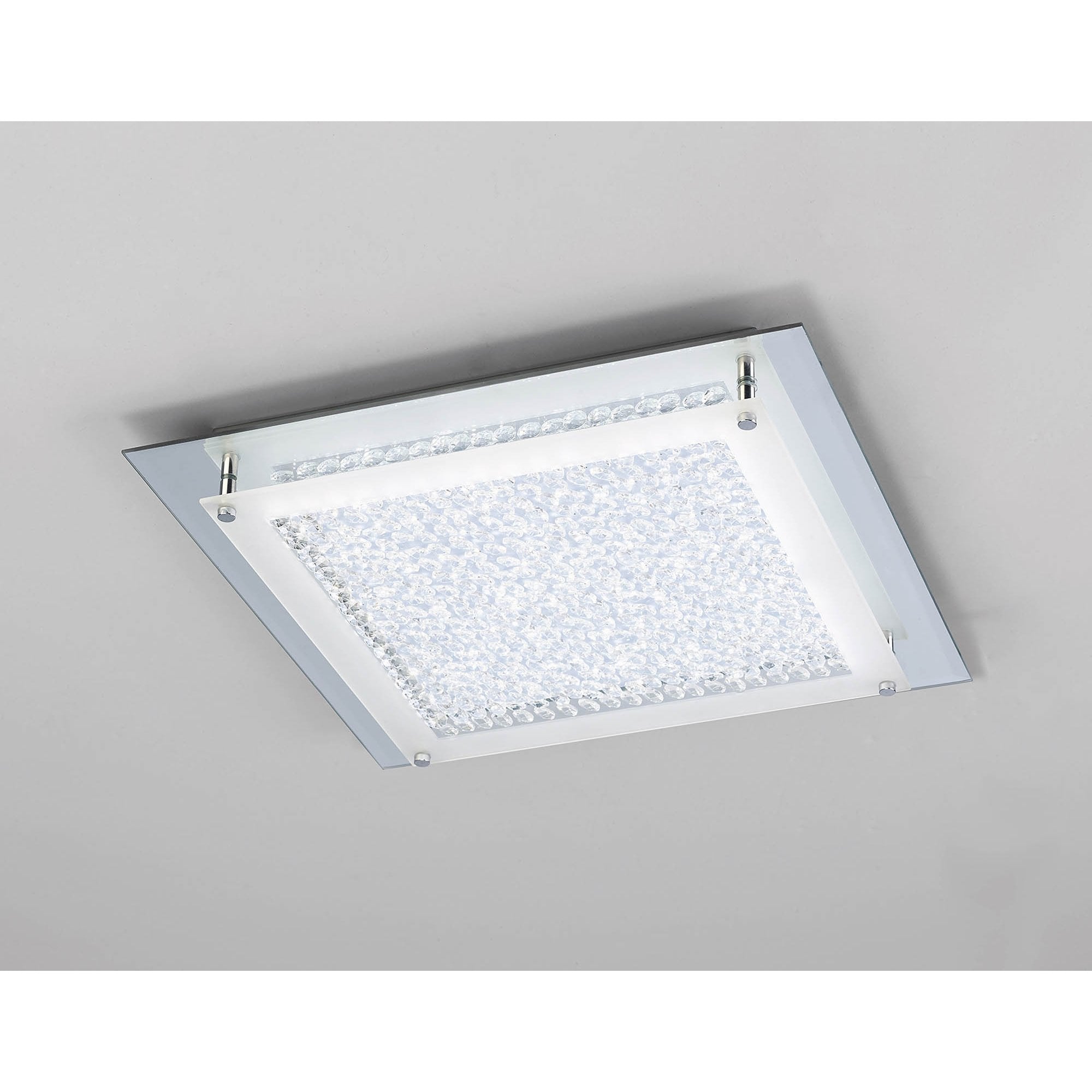 M4582 Cristal Flush Light 42cm Square 21W LED Polished Chrome / Cristal
