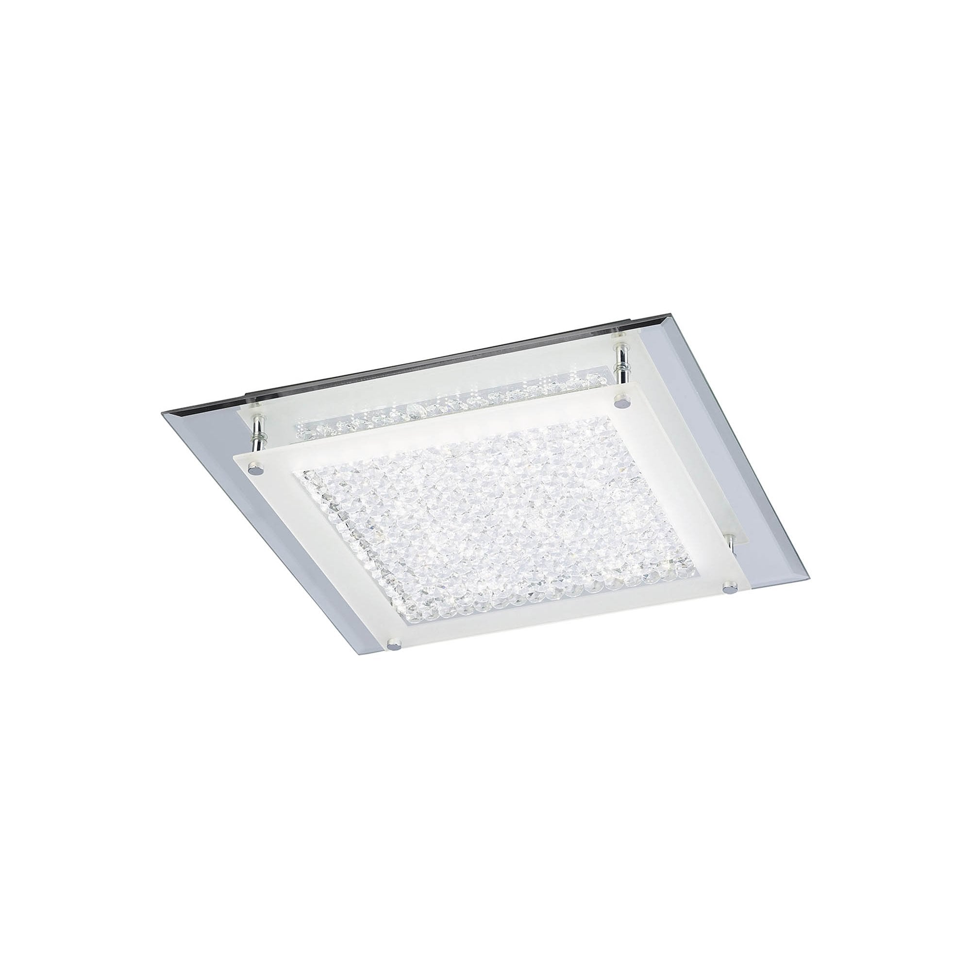 M4581 Cristal Flush Light 36cm Square 18W LED Polished Chrome / Cristal