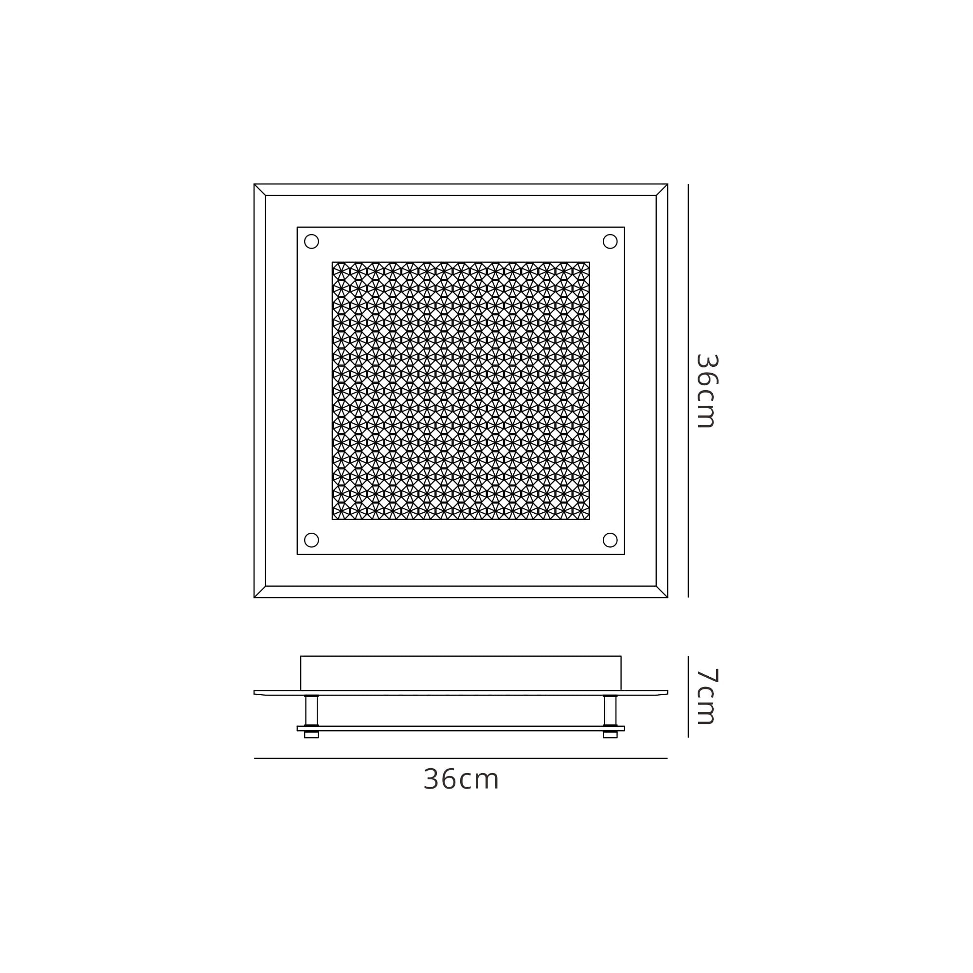 M4581 Cristal Flush Light 36cm Square 18W LED Polished Chrome / Cristal