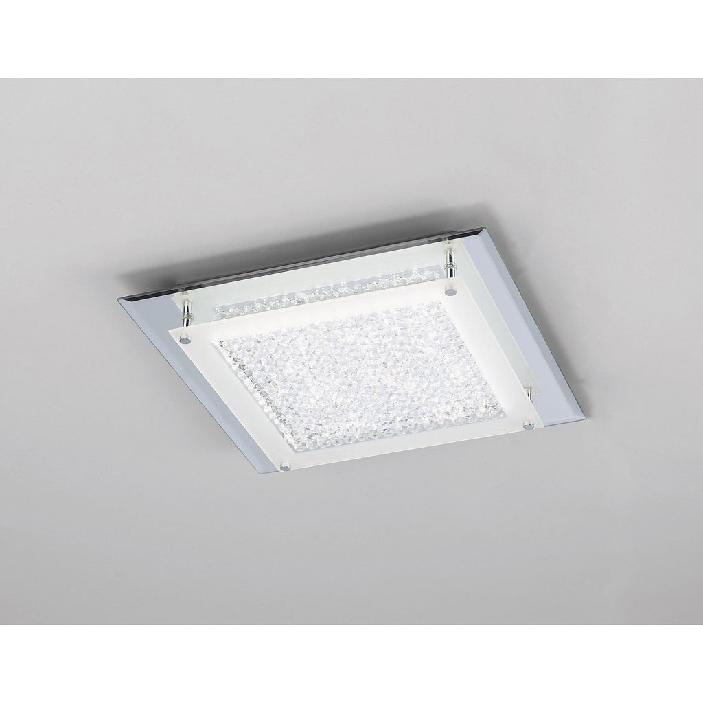 M4581 Cristal Flush Light 36cm Square 18W LED Polished Chrome / Cristal