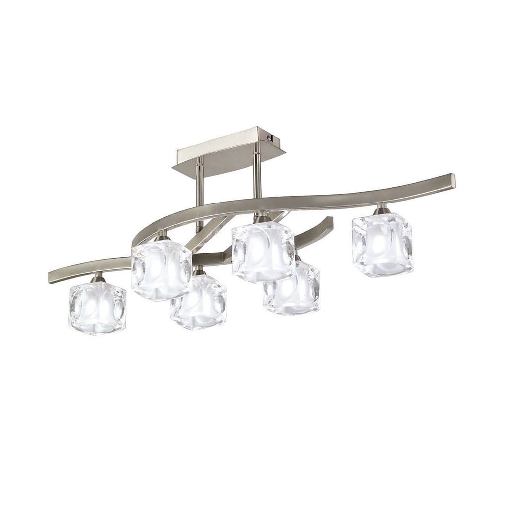 M2357SN Cuadrax Rectangular Semi Flush 6 Light G9 Satin Nickel