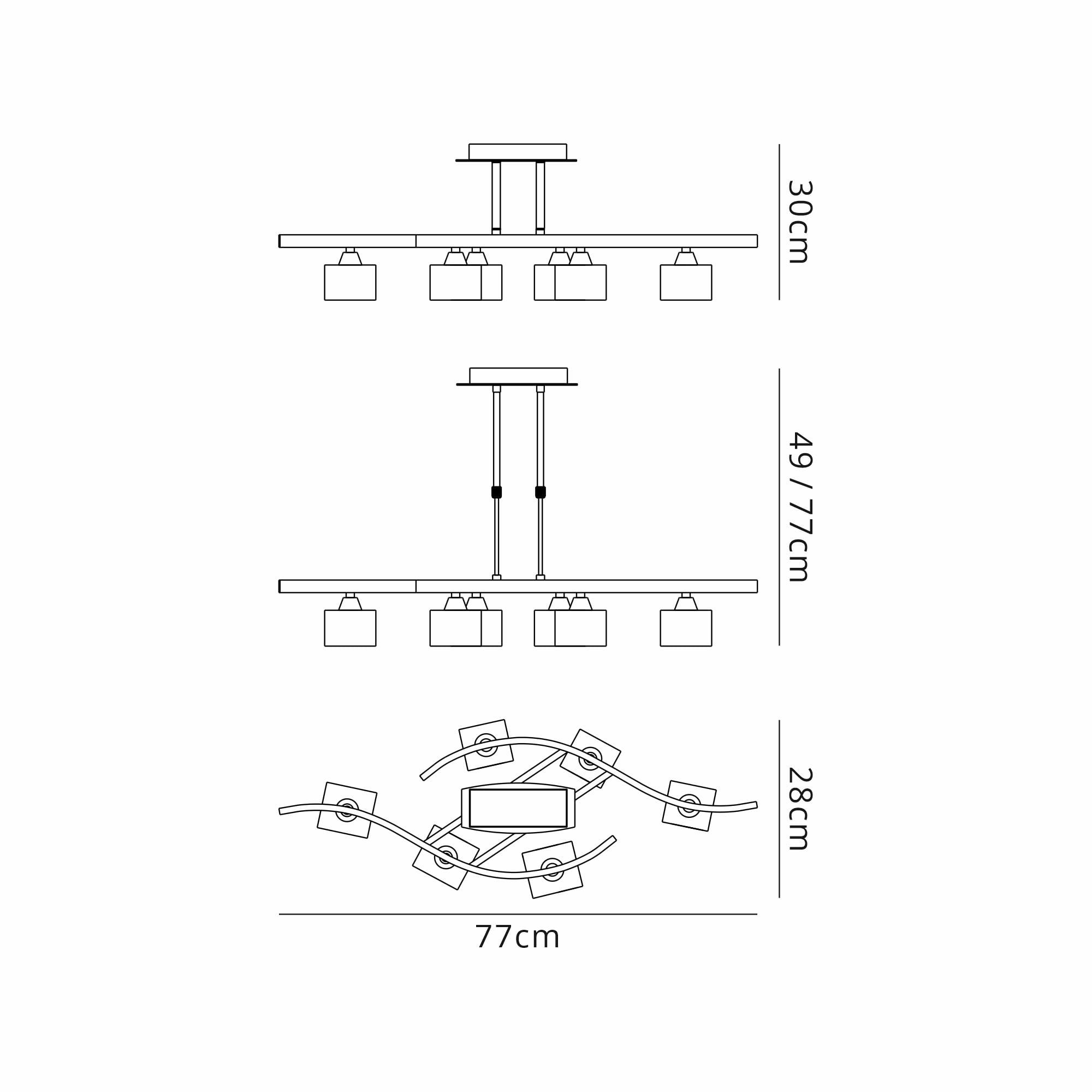 M2357SN Cuadrax Rectangular Semi Flush 6 Light G9 Satin Nickel