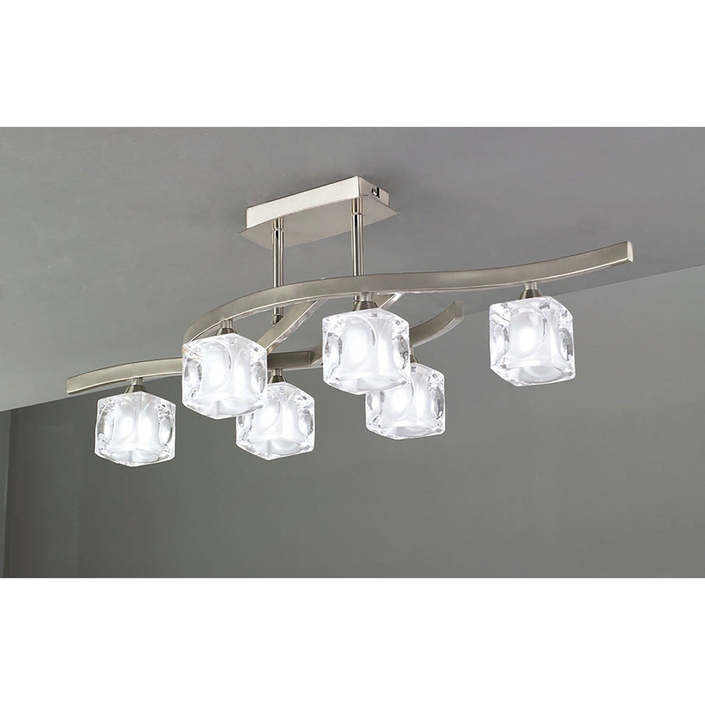 M2357SN Cuadrax Rectangular Semi Flush 6 Light G9 Satin Nickel