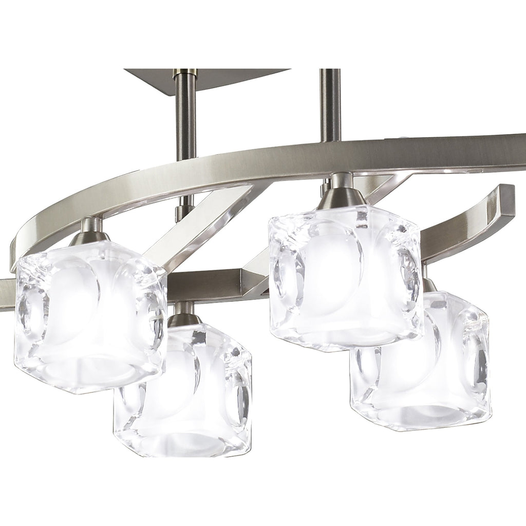 M2357SN Cuadrax Rectangular Semi Flush 6 Light G9 Satin Nickel