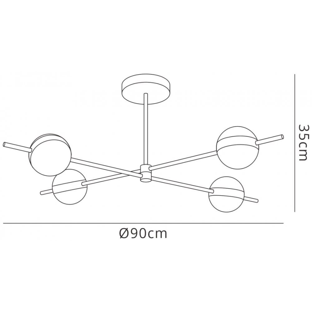 M7162 Cuba Ceiling 4 Light 32W LED Gold/Black