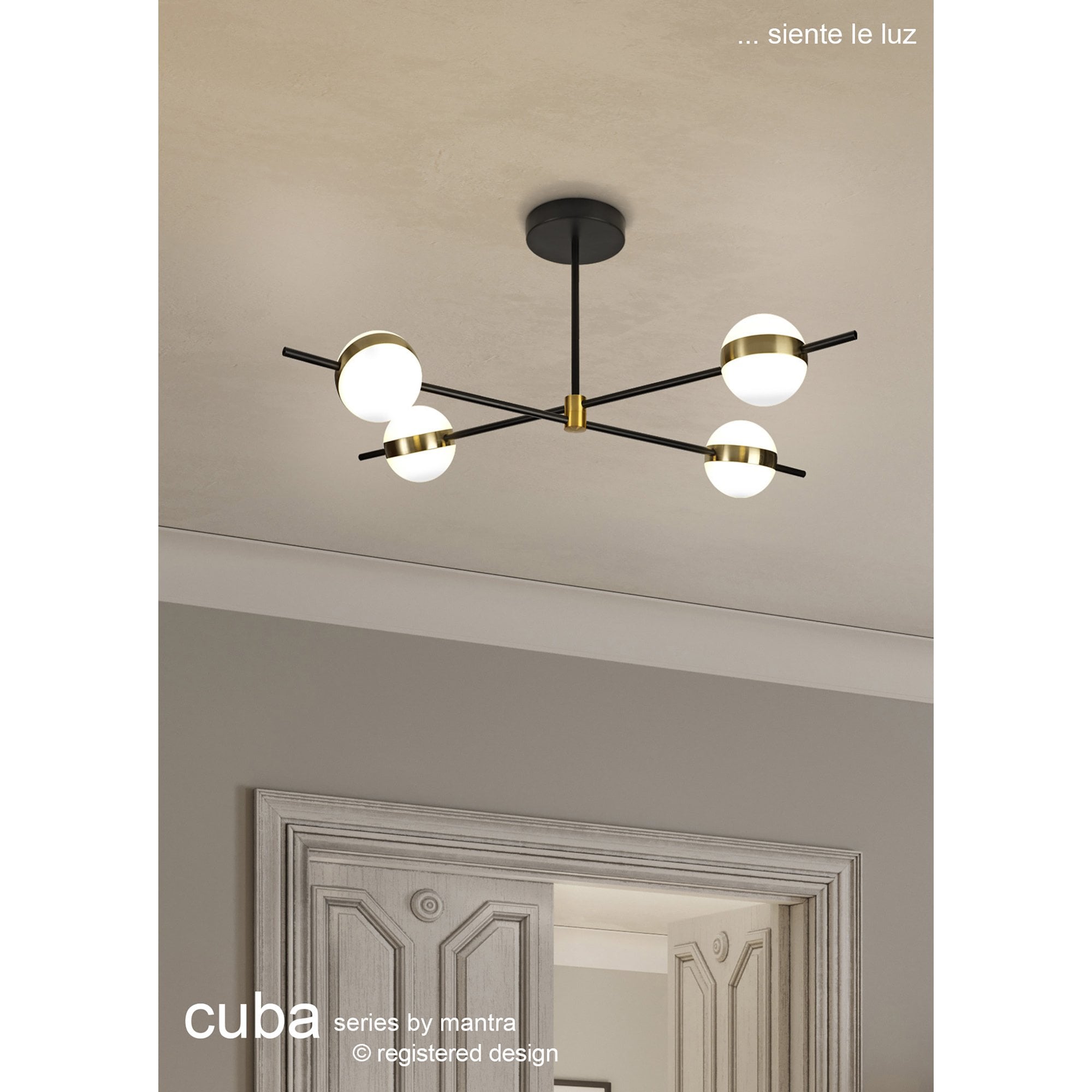 M7161 Cuba Linear Pendant 4 Light 32W LED Gold/Black
