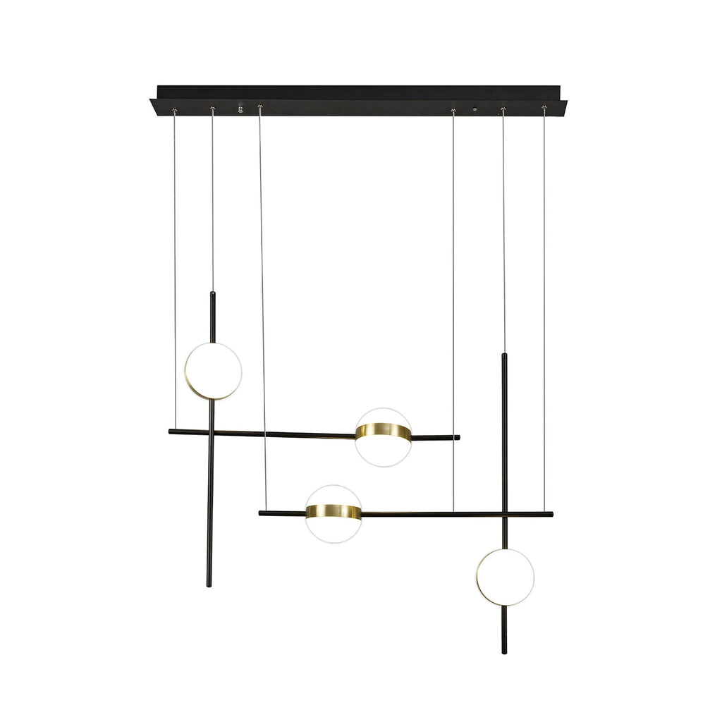 M7160 Cuba Criss Cross Linear Pendant 4 Light 32W LED Gold Black