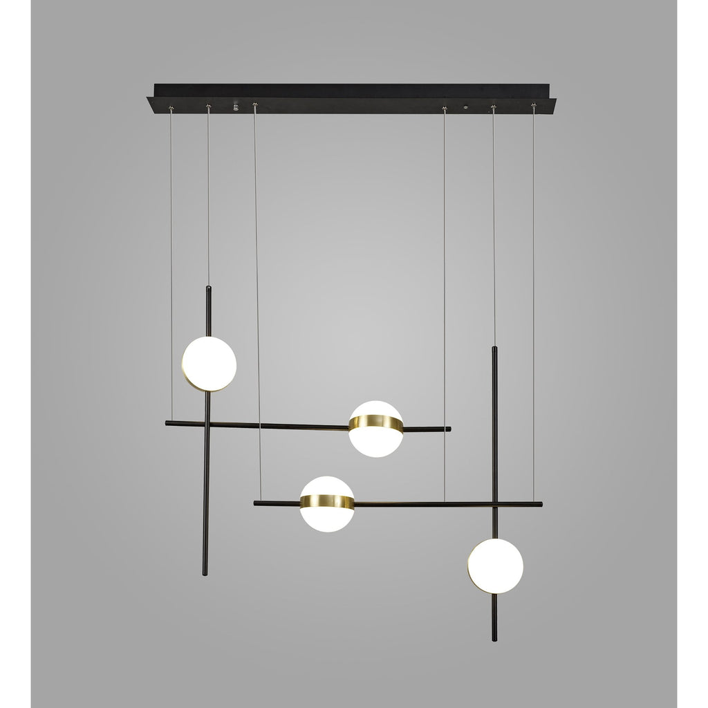 M7160 Cuba Criss Cross Linear Pendant 4 Light 32W LED Gold Black