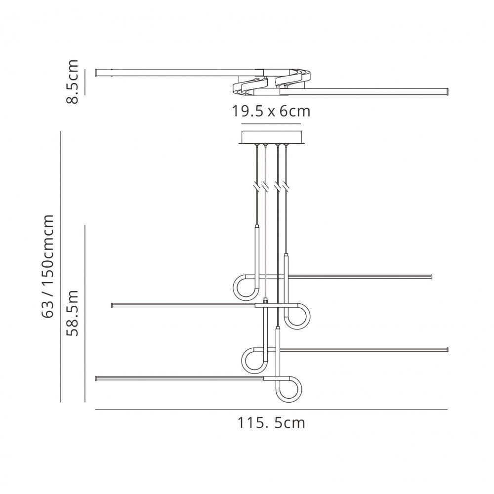 M6123 Cinto Linear Pendant 42W LED Antique Brass