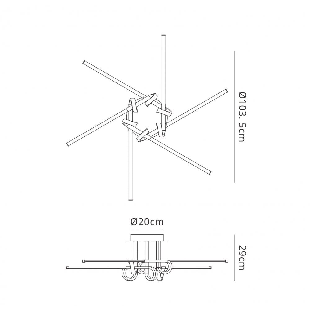 M6126 Cinto Ceiling 42W LED Polished Chrome