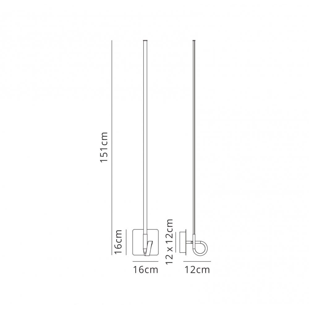 M6134 Cinto Wall Lamp 151cm 20W LED Polished Chrome