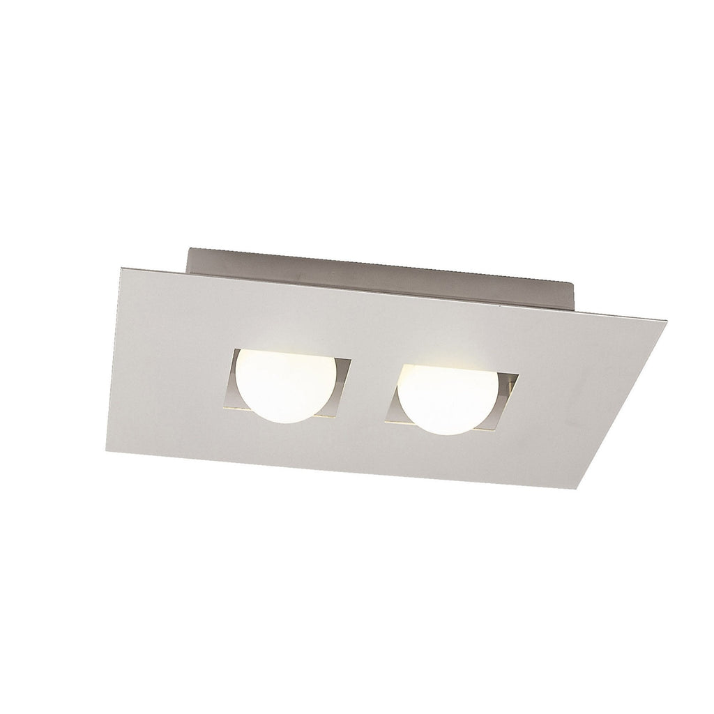 M0127 Cocoon Rectangular Flush Ceiling 2 Light G9 Silver/Frosted White Glass