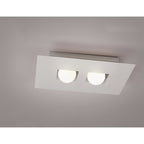 M0127 Cocoon Rectangular Flush Ceiling 2 Light G9 Silver/Frosted White Glass