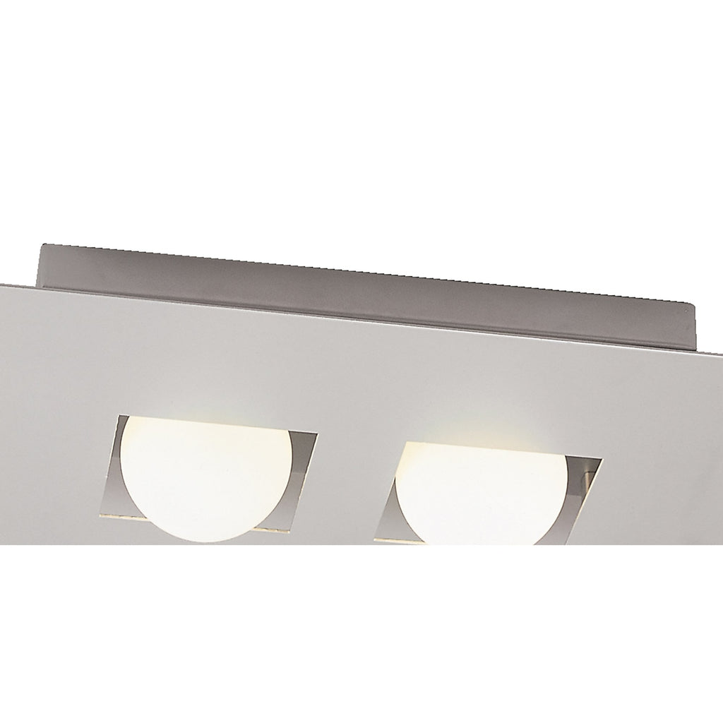 M0127 Cocoon Rectangular Flush Ceiling 2 Light G9 Silver/Frosted White Glass