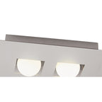 M0127 Cocoon Rectangular Flush Ceiling 2 Light G9 Silver/Frosted White Glass