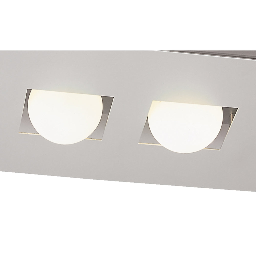 M0127 Cocoon Rectangular Flush Ceiling 2 Light G9 Silver/Frosted White Glass