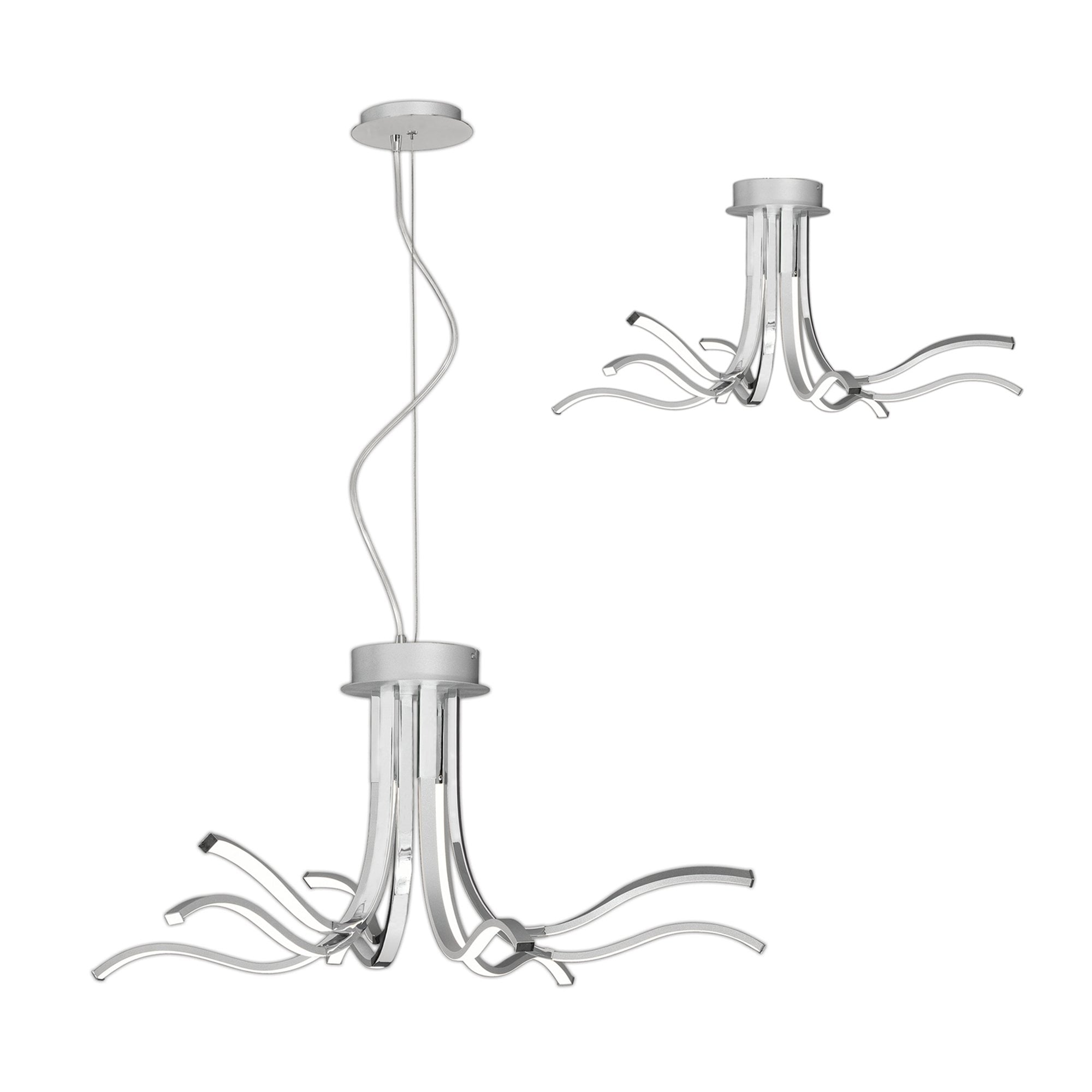 M6105 Corinto Ceiling 90cm 60W LED Silver Chrome