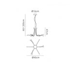 M6105 Corinto Ceiling 90cm 60W LED Silver Chrome